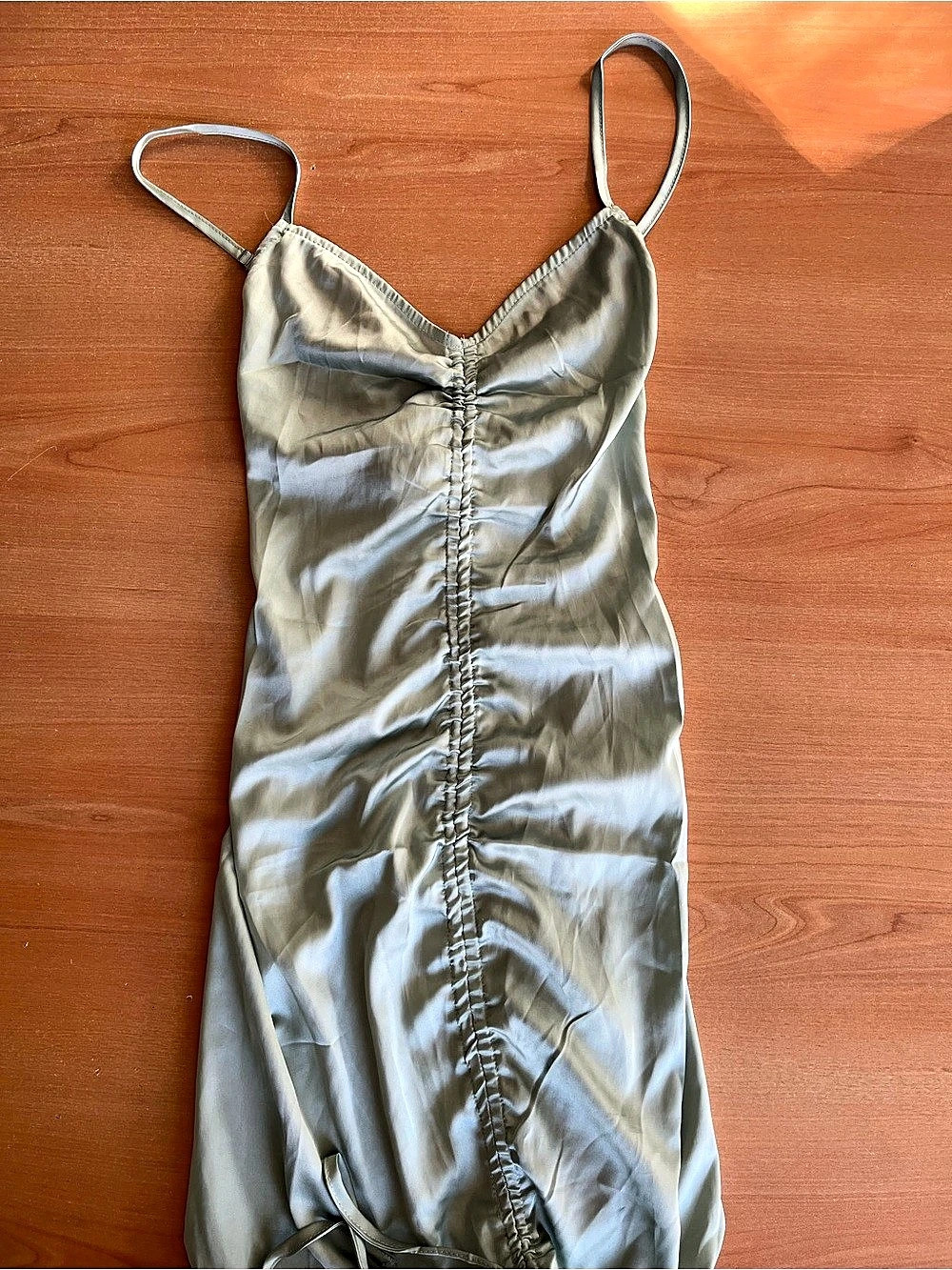 SBetro Ruched Satin Mini Dress in Green Size Small NWT